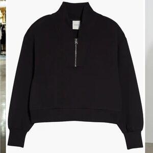 NWT Varley Davidson Sweatshirt  Double Soft Quarter Zip Black M